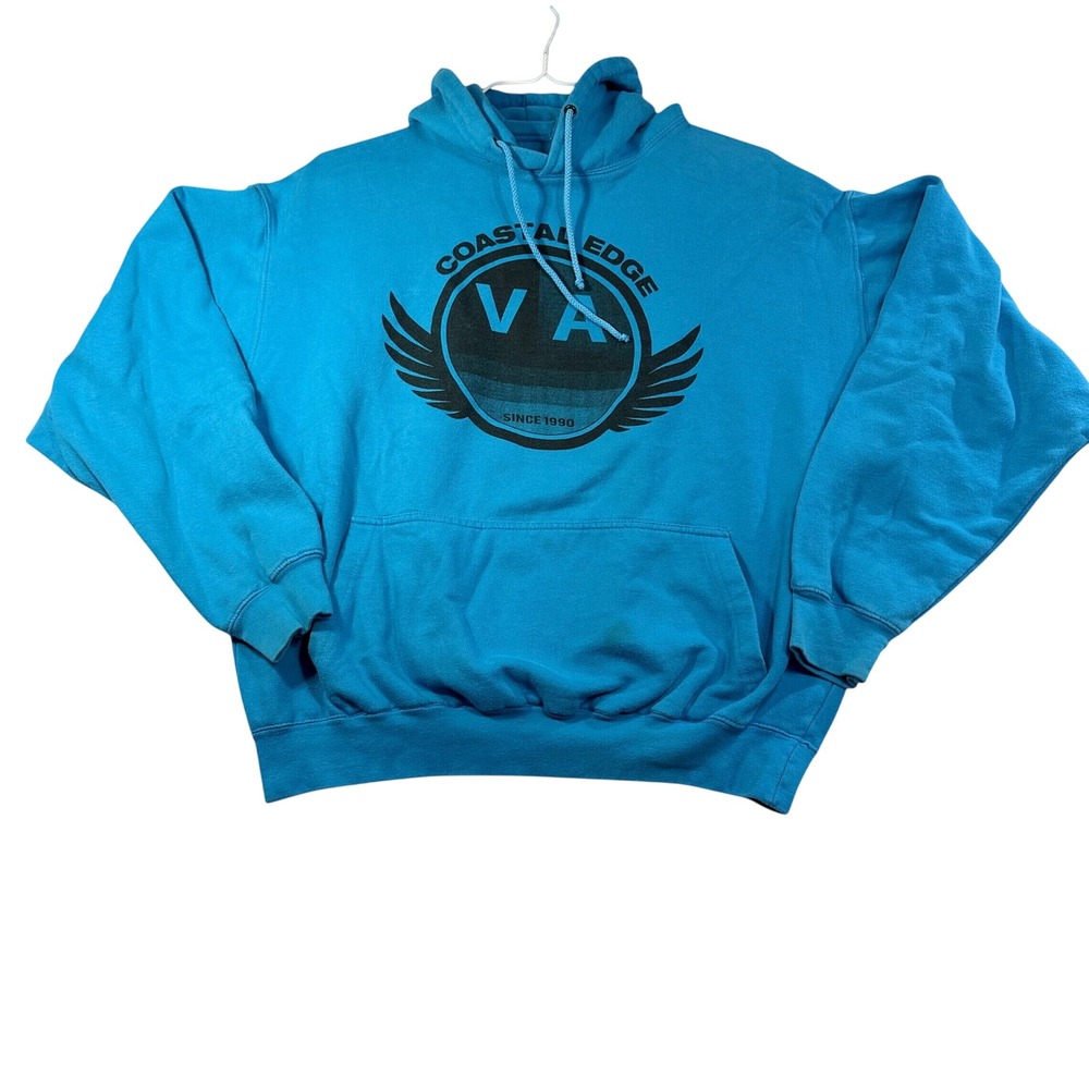 ESY Surf Co Coastal Edge VA Hoodie Mens XL‎ Blue Graphic Pullover Sweatshirt
